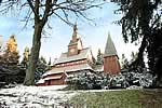 Stabkirche in Hahnenklee im Winter